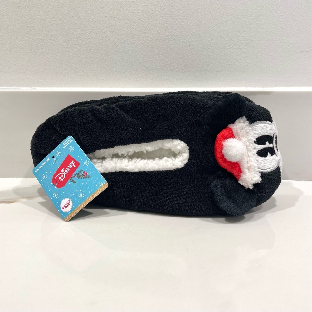 🟡2/$30 NEW Disney Santa Mickey Mouse Snuggle Toes Non-Slip Slipper Socks